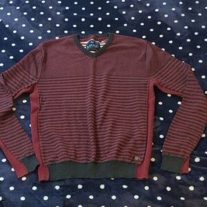 Buffalo Men's Striped V-neck Sweater